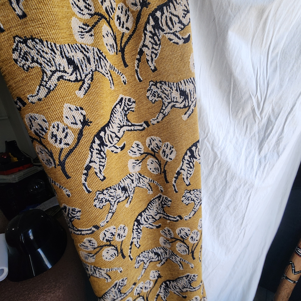 Set of (2) 50' X 84' Gold Tiger Jacquard Curtain Panels by Sarah Sherman Samuel